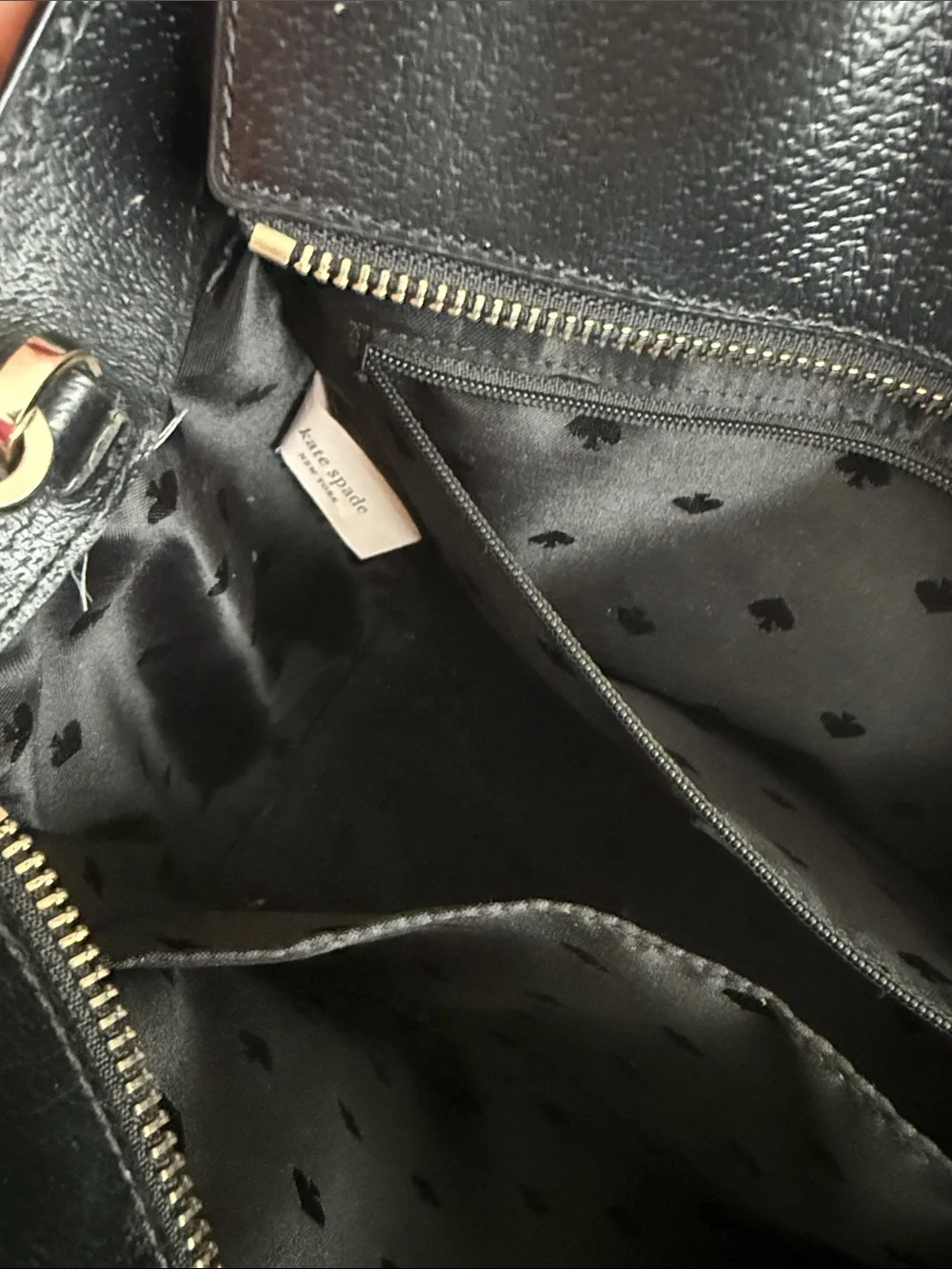kate spade Black Pebbled Leather Satchel with Top Handles